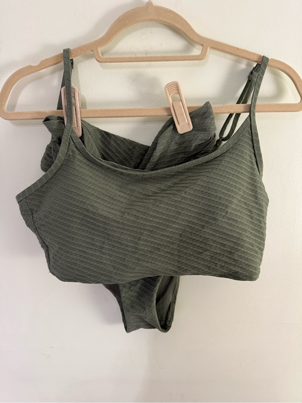 Aerie Army Green High Waist Cheeky Scoop Bikini Swimsuit M